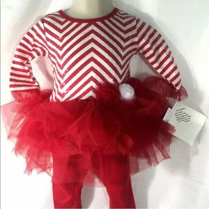 Girls Candy Cane Christmas Outfit 12 months Tutu Leggings